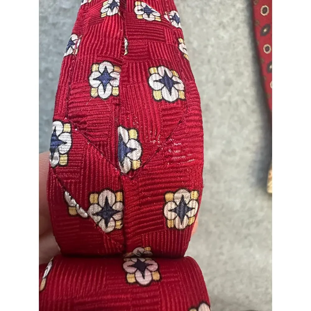 St James Silk Necktie Red Aviator Vintage 90s Designer Silk Necktie Bundle